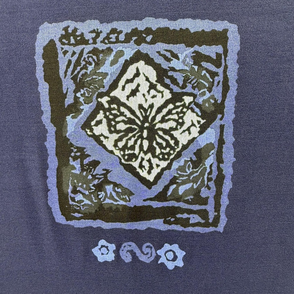Mollie Malloy Shirt Womens 12 Navy Blue Butterfly Graphic Nylon Spandex Top‎ USA